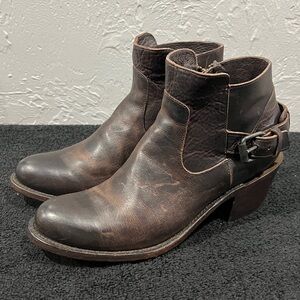 🔥 J.B. DILLON Dark Brown Leather Ankle Western Cowboy Bootie Boots Women’s 9.5B